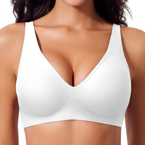 Ganado Damen BH Tiefem V-Ausschnitt Nahtloser BH Ohne Bügel Push Up BHS Bralette Soft Bequem BHS Bügellos Bustier