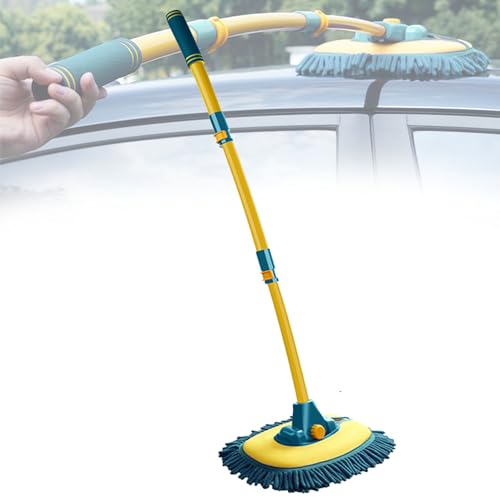 XNKLPY Curvo Spazzolone Lavaggio Auto, Manico Telescopico Regolabile Spazzola Telescopica, Spazzola Pulizia Auto in Microfibra Morbida per Tetto Auto E Altre Zone Difficilmente Raggiungibili