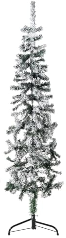 Sufrk Künstlicher Halb-Weihnachtsbaum mit Schnee Schlank 150 cm Weihnachtsbaum DraußEn