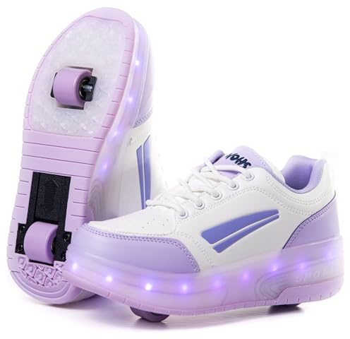 Zapatillas Deportivas con Dos Ruedas y Luces. Recargables, 16 Efectos de Luces. Rueda Trasera automática.