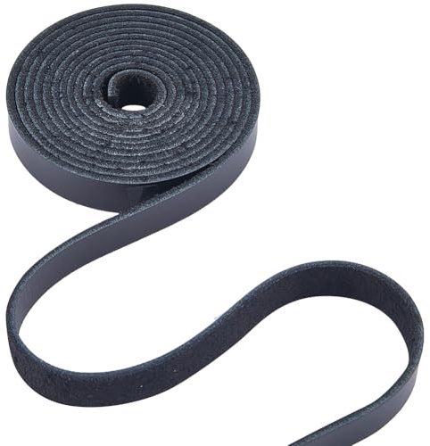 GORGECRAFT 2m×12.5mm Cowhide Leather Cord 1.8mm thick Genuine Leather Strings Black Glossy Full Grain Oil Flat AB Grade Cow Leather Strips for Tooling Workshop Shoes Sewing Patchwork DIY Craft
