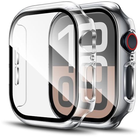 LK 2 Stück Schutzhülle Kompatibel mit Apple Watch Series 11/10 42mm Displayschutzfolie, [9H Härte] [HD Klar] Voller Schutz, Kratzfestes Hard PC Protector Cover für iWatch S11/S10 42mm-Klar