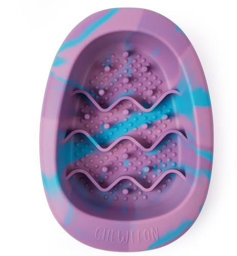 CHEWFFON Interaktive Hundeleckmatte als Napf, BPA-freie Silikon Slow Feeder mit Saugnäpfen, Fressverlangsamer für Hunde & Katzen, reduziert Angst, spülmaschinengeeignet, Blaubeere Klein