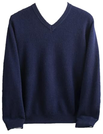 Vsadsau Suéter de lana con cuello en V para hombre, de punto, casual, de manga larga, de color liso, 888., XXL
