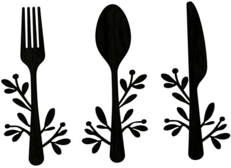 Ciieeo Ornement Mural Cuisine en Bois 3pcs Fourchette Cuillère Couteau Décoratif Pratique pour Salon et Balcon Style Assorti Élégant