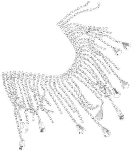 NUOBESTY Kleiderkette Aus Strass Satinband Kragen Paillette Jeansshorts Damen Gürtel Applikationen Aus Strass Strassbänder Für Silberne Strasskette Hotfix-strasssteine Quaste Silver Metall