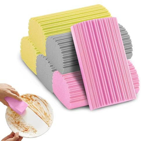 Paquete de 6 esponjas húmedas y limpias, esponja de limpieza reutilizable de alta densidad con diseño de doble ranura en forma de U, súper absorbente y duradera, ideal para eliminar el polvo, el