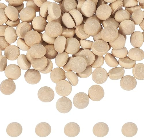 sourcing map 100 Stück halbe Holzperlen, 6 mm, unlackierte natürliche Spaltholzkugeln, Holzhalbkugel für Malerei, Basteln, Kunstprojekte, Party-Dekoration, Holzfarbe
