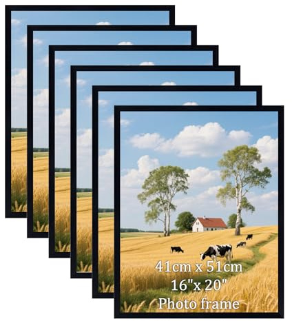 EYMPEU Posterrahmen 40x50cm 6er-Set, Wandbilderrahmen für Poster, Bilder und Gemälde, vertikal oder horizontal verwendbar, Schwarz