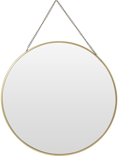 WELL HOME MOBILIARIO & DECORACIÓN Espejo Redondo de Metal Dorado con Cadena Ø29cm