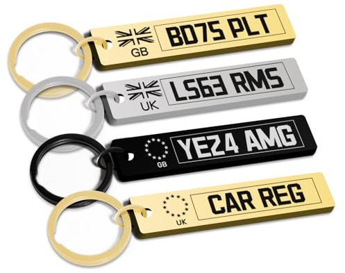 Personalised Number Plate Keyring, Custom Car Registration Keychain, Mini UK Car Keyring, Laser Engraved License Plate with Logo, Gift for Men Boyfriend Fathers Day, Just passed New Car Accessory