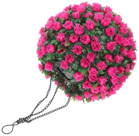 MUCKLILY Solar Lighted Topiary Flower Ball LED Hanging Lamp for Garden Decor Weatherproof Outdoor Lighting Energy Saving Solar Powered Design