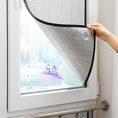 YHXAIQ Film Thermique Fenetre avec Ventouse, Blocage Total de la Lumière et Intimité, Papier d'aluminium Film Anti Chaleur, Convient aux Vérandas et Terrasses de Jardin, Isolant Thermique(50 x 90 cm)
