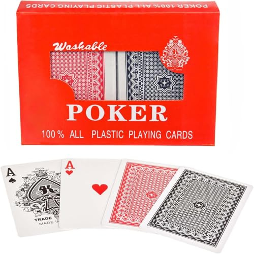 GOODS+GADGETS® 100% Plastik Pokerkarten 2er Set Abwaschbare Spielkarten | Knicksicher & langlebig, hervorragende Profi-Gleiteigenschaften, 2er Set Kunststoffkarten, wasserfestes Französisches Blatt