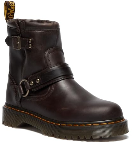 Dr. Martens Anistone damsele motorcykelstövel, Mörkbrunt, 11 Women/10 Men