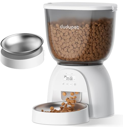 Distributeur Croquettes Chat Automatique 5L avec Minuterie Programmable | 1-6 Repas par Jour - Amovible et Lavable, Mangeoire de Nourriture pour pour Chats et Petits Chiens