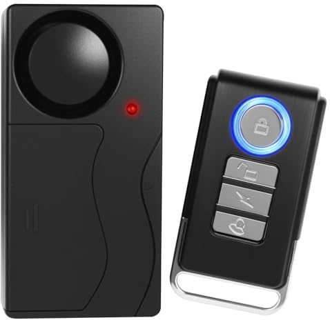 Wireless Vibration Alarm with Remote Control, 110dB Super Loud Shed Garage Home Security Sensor Alarm with 10 Levels Sensitivity for Bicycle Bike Window Door Vehicles Car Motorcycle Anti-theft Burglar