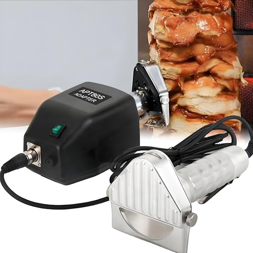 Affettatrice elettrica per kebab, 80 W, professionale, spessore regolabile 0-8 mm, 3000 giri/min, 60 kg/ora, ideale per kebab, fajita, gyros, preparazione Shawarma