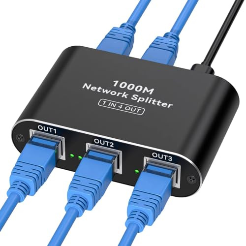 Fegtrtyoa RJ45 LAN Splitter 1 A 4 Switch di Rete LAN Splitter Switch Ethernet Gigabit con di Alimentazione USB-C