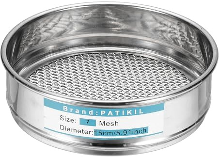 PATIKIL 7 Mesh(3mm) Lab Sieve, 5.9(15cm) Diameter Sifting Screen 304 Stainless Steel Wire Cloth Fine Mesh Sieve for Industrial Laboratory Home Soil Sifter Dry Sift Screens Hash