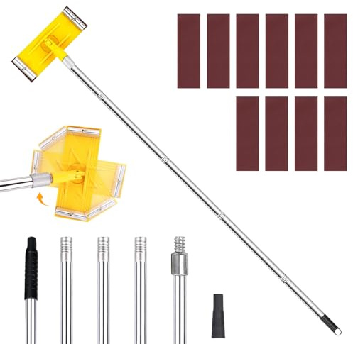 Drywall Pole Sander, 78 Heavy Duty Sanding Pole 360° Swivel Head Dry Wall Sander with 10pcs Sanding Sheet for Fast Productive Floor Wall and Ceiling Sanding