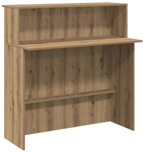 Mhdvray Bancone da ricevimento in rovere Artisan, 100 x 50 x 103,5 cm, bancone per ricevimenti con ripiano e vano portaoggetti, bancone per ufficio, studio, salone e hotel