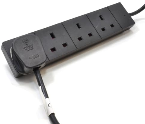 kenable Black 4 Gang Way UK 13A Trailing Mains Power Extension Lead 1m inc LED [1 metres]