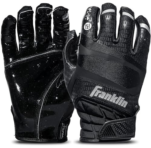 Franklin Sports Hi-Tack Premium Football Receiver Gloves - Black - Adult Large