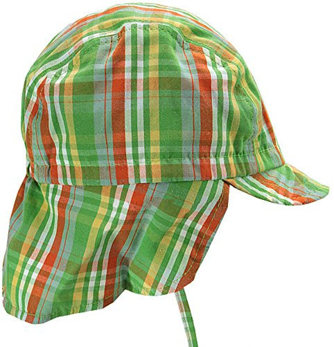 maximo Jungen Mütze mit Nackenschutz und Schirm grün-orange; UV-Schutz 30; Größe: 45