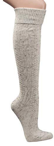 krautwear Medias tradicionales para hombre, calcetines tradicionales hasta la rodilla, patrón de ochos, caña extra larga con lana 39-42