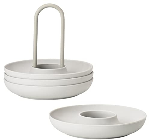 Zone Denmark Singles äggkopp i silikon, ägghållare, stapelbar, set om 4 med hållare, diameter 11,2 cm, höjd 9,5 cm, varmgrå