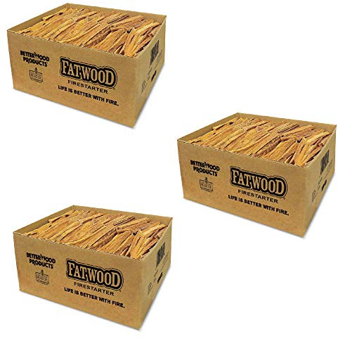 Better Wood Products 3 Pack Fatwood Fire Starter Sticks, Fireplace & Campfires, 50 Lbs