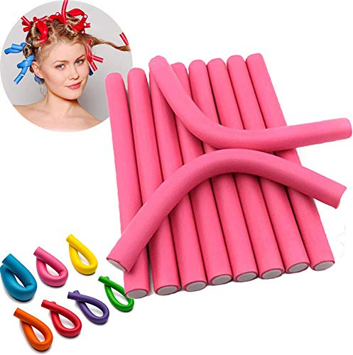10PCS Hair Curler Bendy Rollers Hair Flexible Curling Rods Set Foam Hair Rollers Twist Hair Rollers Soft Hair Foam Curler Rods for Short, Medium,Short Hair