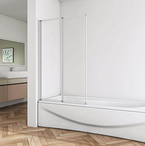 Huiyang 800x1400mm 2 Fold Folding Pivot Shower Bath Screen Glass Door Panel Bathroom