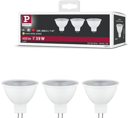 Paulmann 28913 LED Lampe Reflektor 3er Set 12V 3x450lm 36° 3x6 Watt Leuchtmittel Weiß 2700 K GU5,3