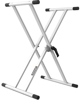 Audibax Onyx 130 White - Support pour Clavier à Ciseaux Double - Support pour Clavier de Musique Électronique - Réglage Easy Lock Ball Joint - Charge 50 kg - Pour Claviers à 61, 76 et 88 Touches