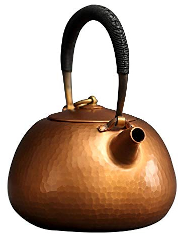 Large stone scoop copper kettle Intangible cultural heritage pure red copper teapot, handmade copper kettle, handmade copper kettle, tea kettle-yellow_M