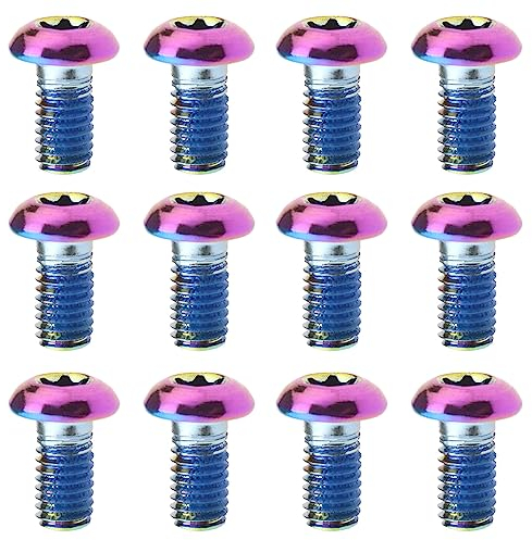 YINETTECH 12PCS Fahrrad T25 Schrauben Legierung Bunte Fahrrad Scheibenbremse Schrauben M5x10mm für Mountainbike Radfahren Ersatzkomponenten