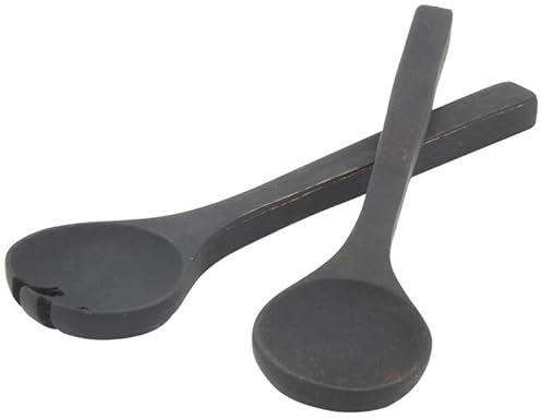 AUBRY GASPARD - Paire de Couverts à Salade en Bois d'Acacia Noir - Finition Noire - Longueur 26 cm - Largeur 6 cm - Solides et s - Idéal pour Cuisine et Arts de la Table - Accessoire Élégant