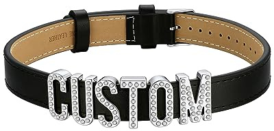 U7 Leder Choker Kette Damen Halskette Collier Halsband Personalisiert Name Lederkette mit Buchstaben/Zahlen/Zeichen Charm DIY Lederhalsband Necklace Modeschmuck für Frauen Mädchen
