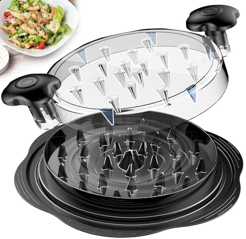 Chicken Shredder Large Chicken Breast Shredder Tool Twist with Brush and Fork, Visible Meat Shredder Machine, Anti-Slip Strip, Ergonomic Handle, BPA Free, Pork Beef Chicken(Black)