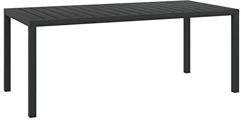 BaraSh Garten-Esstisch WPC Aluminium 185 x 90 x 74 cm Gartentische Gartentisch Wetterfest Beistelltisch Outdoor Tisch Garten GartenmöBel Schwarz