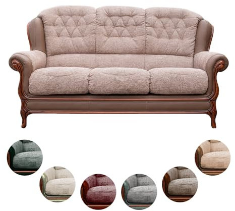 MyVorrei 3-Sitzer-Sofa Mix aus Stoff und echtem Leder, hergestellt in Italien, 182 x 95 cm, Höhe 102 cm, in 6 Farben, Muster aus Leder, Stoff in ganz Europa