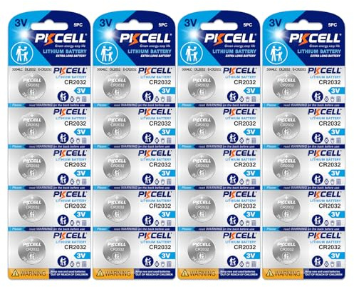 Piles Bouton CR2032 Lithium Batteries 3,0V 210mAh pour Clef de Voiture,télécommande,Balance,Lot de 20,PKCELL