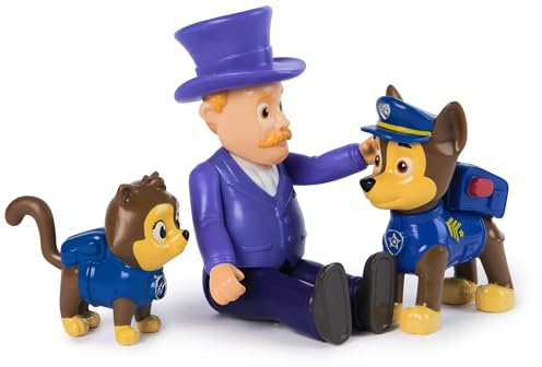 PAW PATROL Hero Pups – Actionfiguren-Set mit 1 Chase Hundefigur, 1 Chaos-Kätzchen Figur und 1 Bürgermeister Besserwisser Figur, Spielzeug geeignet für Kinder ab 3 Jahren