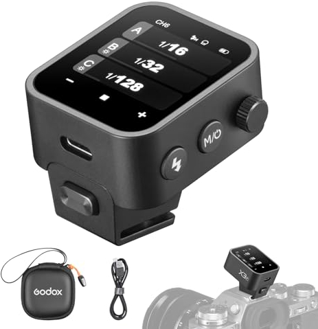 Godox X3-F TTL Trigger Flash Wireless per Fotocamera Fuji,Funzione TCM HSS TTL 1/8000s,Trasmettitore Flash Touchscreen con Batteria Integrata Compatibile con Fuji GRX50S X-T1 X-T2 X-10 X-PRO1 X-A3