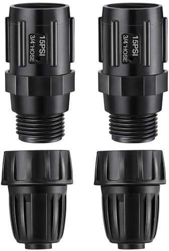 ElectricWise Lot de 4 adaptateurs de robinet régulateur de pression d'irrigation goutte à goutte, 1,9 cm FHT x 1,9 cm MHT, adaptateur de tube d'irrigation goutte à goutte de 1,27 cm pour système