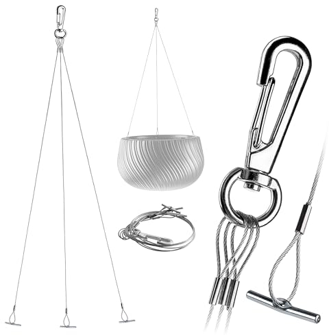 KADAX Suspension pour plantes en métal à 3 torons, corde suspendue pour pot de fleurs, chaîne de suspension (argenté, 55 cm)
