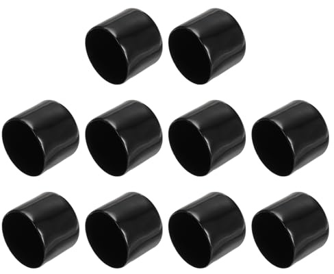 PATIKIL 35MM Vinyl Rubber End Caps, 10 Pack Flexible Bolt Screw Covers Caps Round Thread Protector Caps for Metal Tubing Rod Bolts, Black