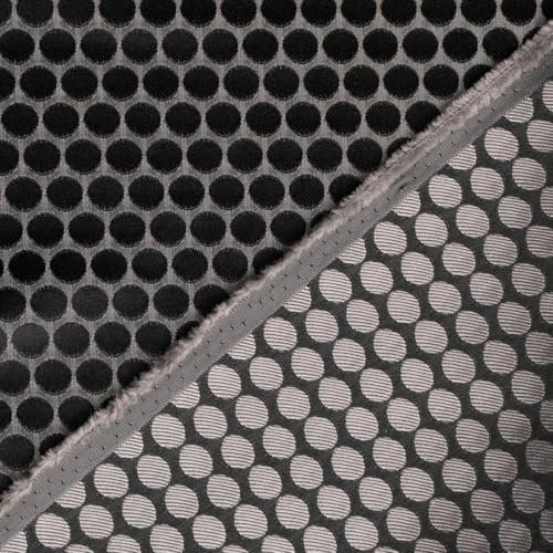SCHÖNER LEBEN. Dekostoff Double Face Jacquard Punkte schwarz Silbergrau 1,50m Breite